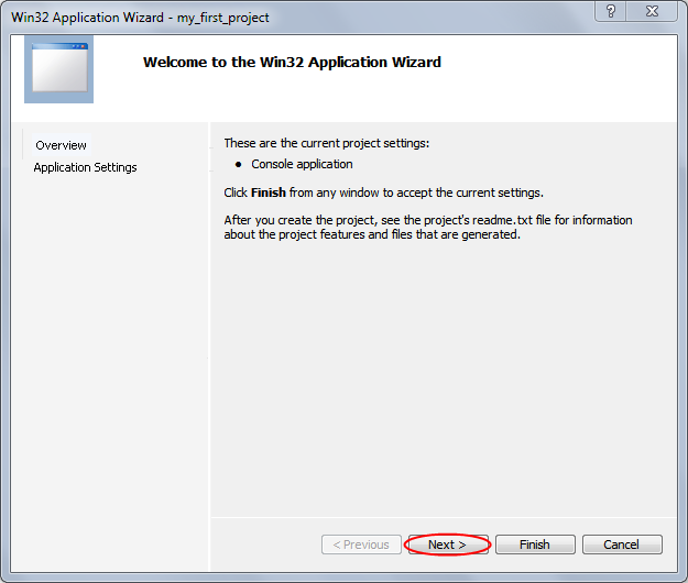Application Wizard. Win32. Окне мастера win32 application Wizard vs. Win32 Project. Win32 user